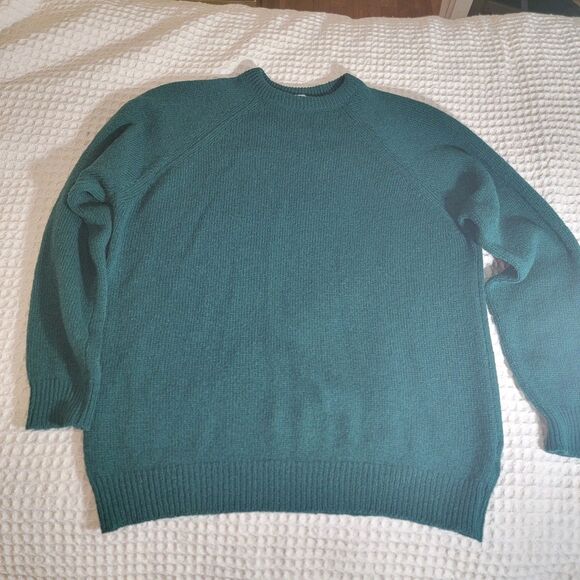 VTG‎ Highland Glen Sweater Mens L Forest Green Pure New Wool Pullover Scotland - Picture 1 of 11